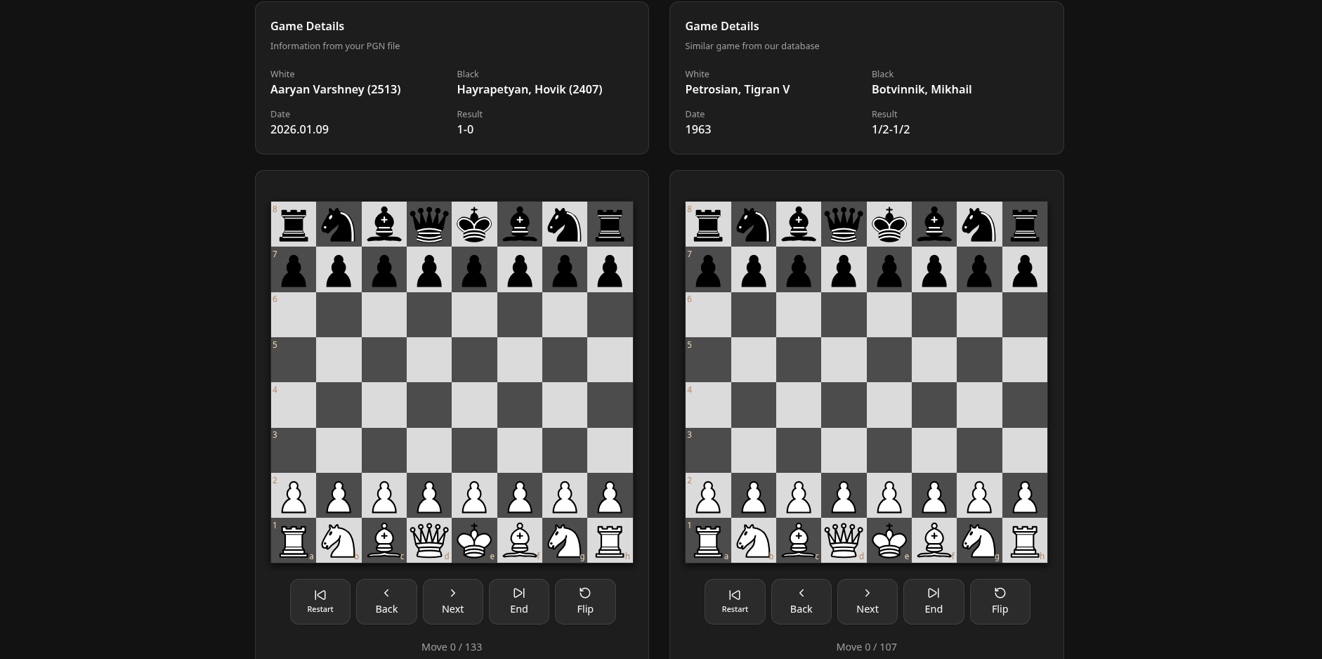 PGN upload and engine analysis